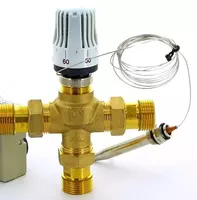 Трехходовой смесительный клапан с термоголовкой 1 DN25  капиллярный датчик (Китай)