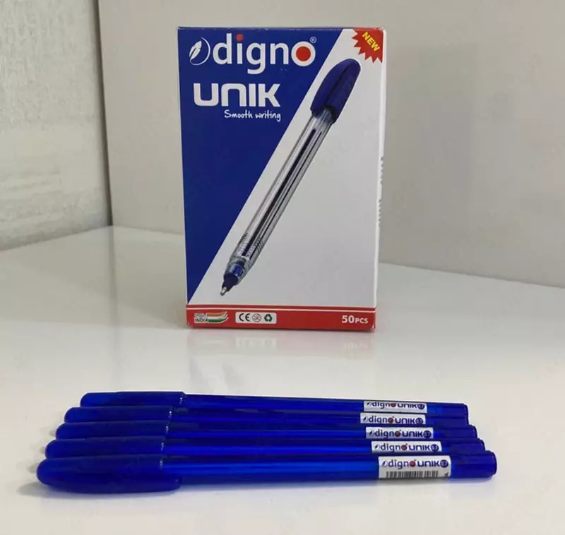 Канцелярская шариковая ручка "Digno Unik" (синяя, зеленая, красная, черная)
