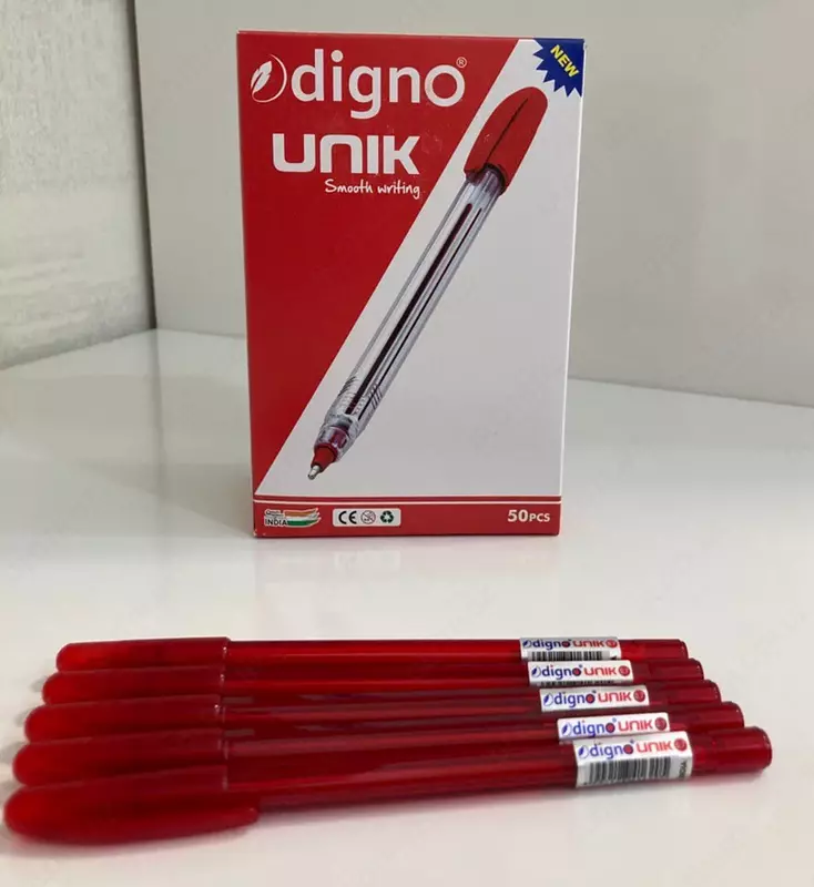 Канцелярская шариковая ручка "Digno Unik" (синяя, зеленая, красная, черная)