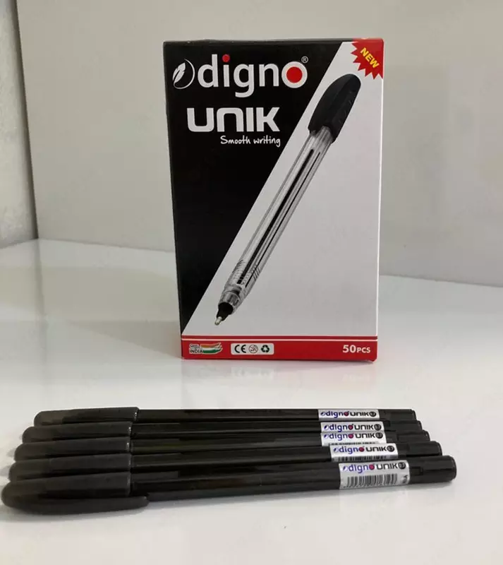 Канцелярская шариковая ручка "Digno Unik" (синяя, зеленая, красная, черная)