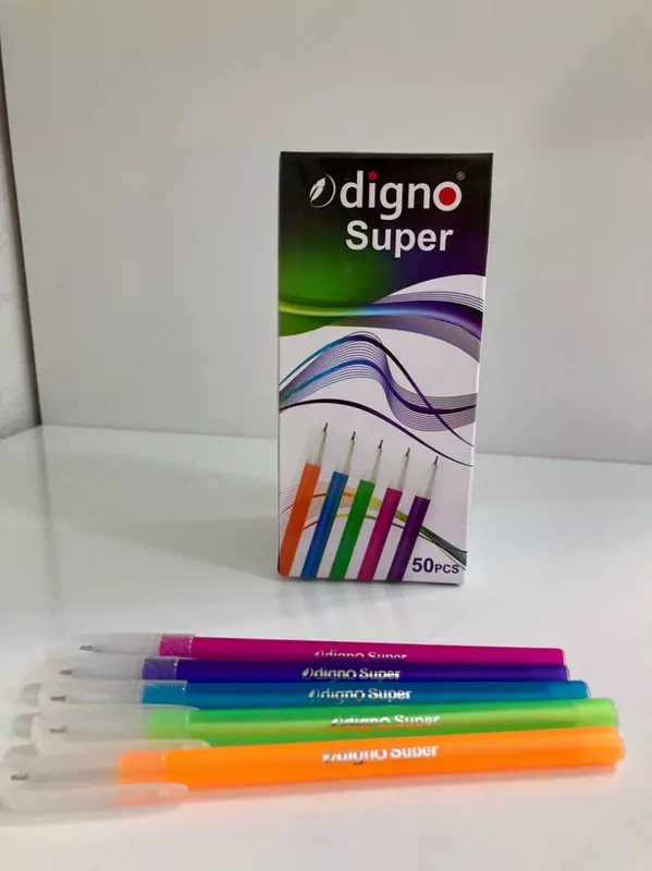 Канцелярская шариковая ручка "Digno Super" (Цветной Неон)