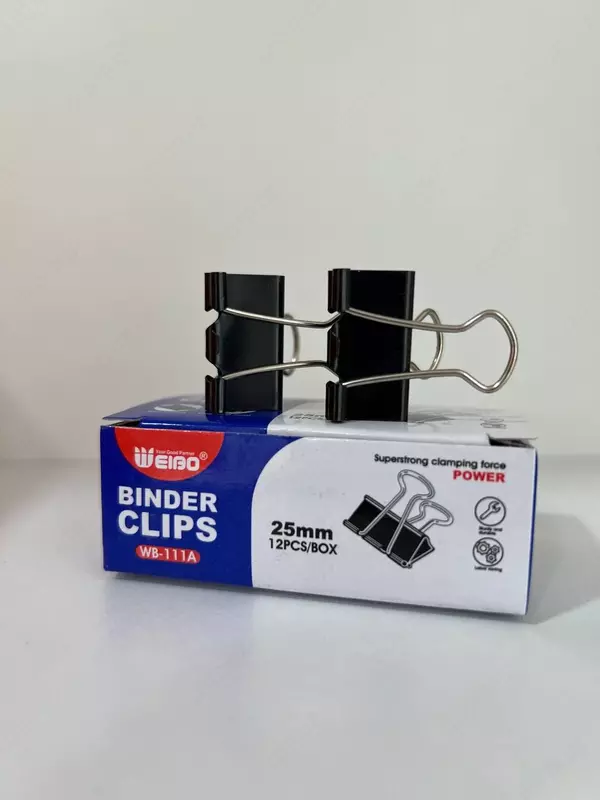 Зажим для бумаг WEIBO черный, 25мм 1шт