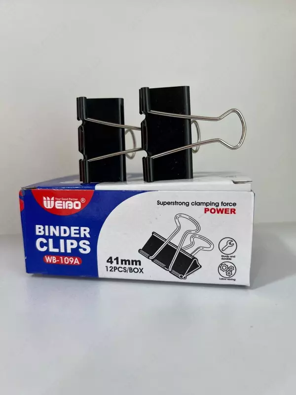 Зажим для бумаг WEIBO черный, 32мм 1шт