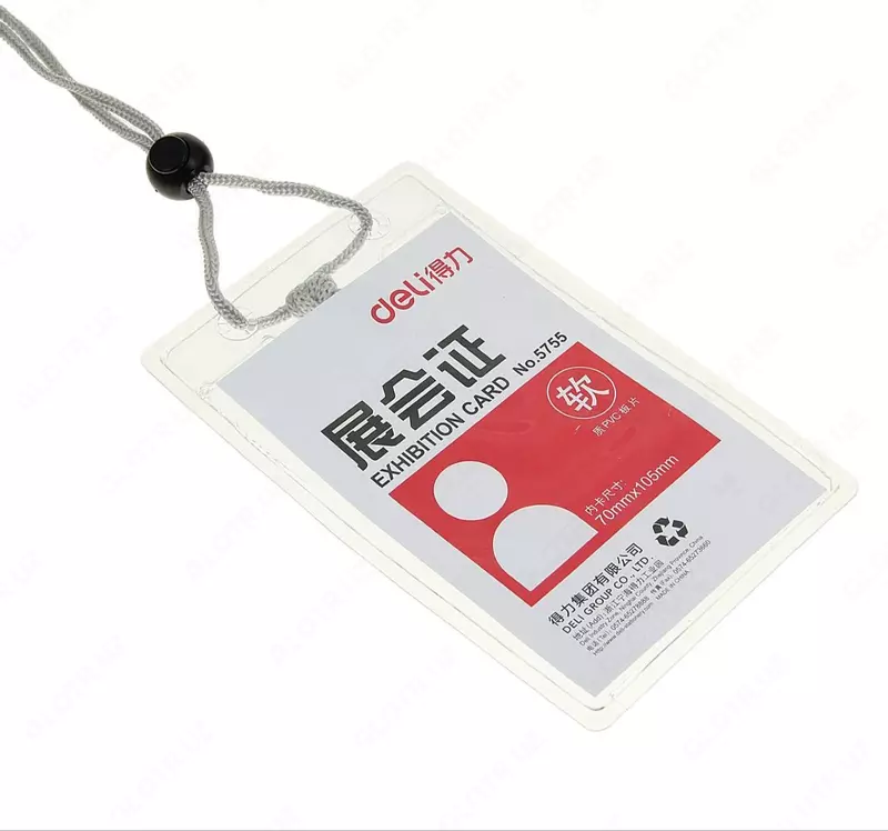 Бейджик вертикальный "Deli" на шнурке 70 х 105 мм