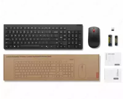 Комплект клавиатура+мышь (беспроводной) "Lenovo" KB MICE_BO Eos3 2.4G KM BLK RU_CY Black (Арт. - 4X31R64481)