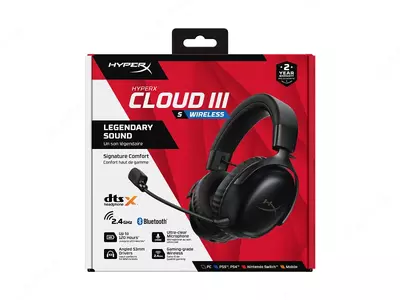 Игровые наушники (беспроводные) "HyperX" Cloud III S Wireless, Black/Red (Арт. - A59Z0AA)