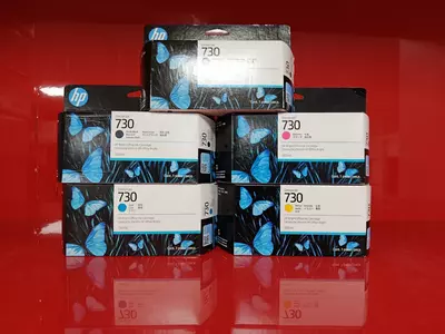 HP 730 DesignJet Original Siyoh Kartrijlari To'plami (130ml / P2V62A, P2V63A, P2V65A, P2V66A, P2V67A) — HP DesignJet T1700, T1708, SD Pro MFP Uchun