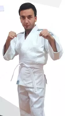 Кимоно для занятий "Дзю-до" (белое/синее)