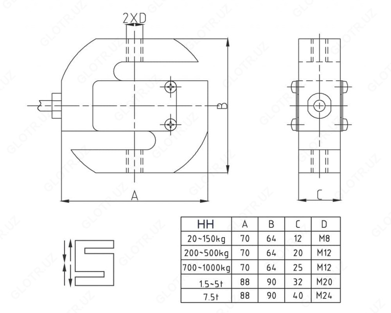 Aналоговый тензодатчик S-образного типа KELI DEE-A (500 кг) ООО Scales Store