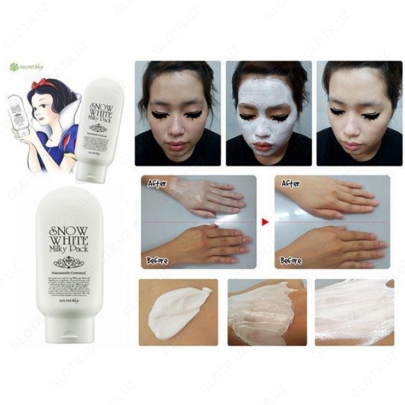 Отбеливающая маска для лица Secret Key Snow White Milky Pack - {0} so'mdan