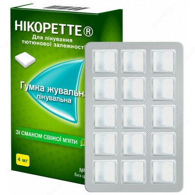 Жевательная резинка nicorette 15шт. Жевательная резинка nicorette 15шт.