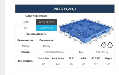 Пластиковые евро поддон 1200*1200*150 Оптом и розница