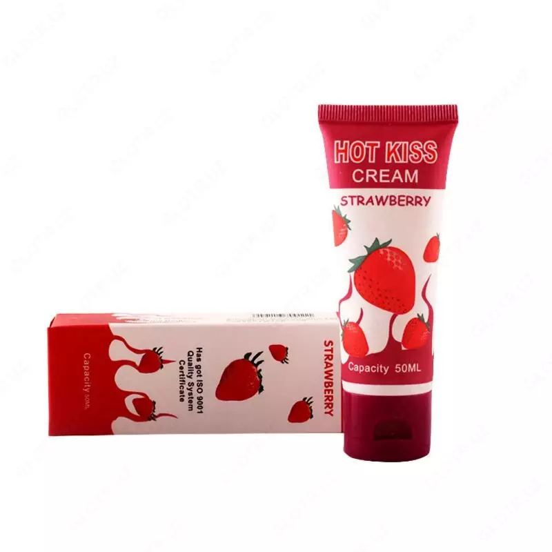 Крем-лубрикант HOT KISS «Горячий поцелуй» со вкусом клубники, 100 мл.