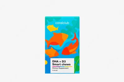 DHA+D3 Smart chews (ДГК+D3 Смарт пастилки) 30 жевательных пастилок от Coral Club