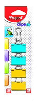 Зажим для бумаг Maped 036100AA (32mm/цветн. по 4 шт)