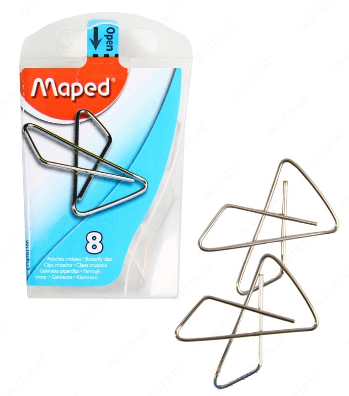 Скрепки "Butterfly" Maped 034701 (30х40мм.никель по 100шт.)