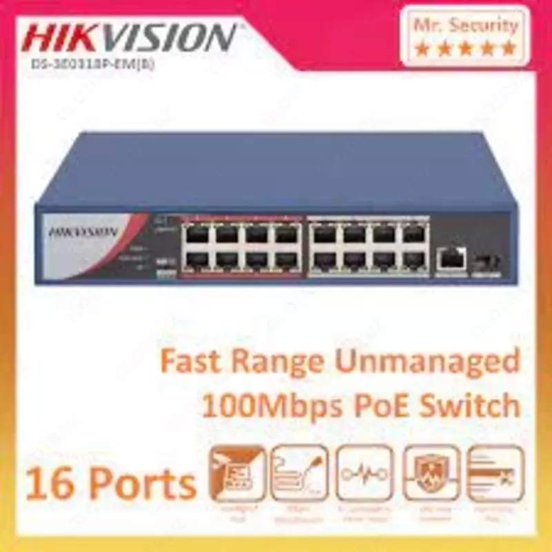 Коммутатор Неуправляемый PoE-DS-3E0318P-E/M