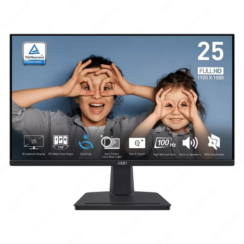MSI monitor - 25" pro mp251 monitor, ips, 1mc, 100Hz, fhd (1920x1080), hdmi+vga, dinamik, qora (1 dona)