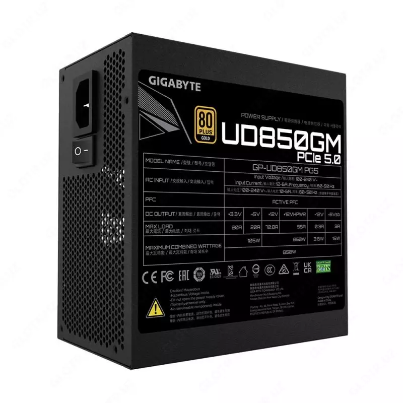 Блок питания Gigabyte UD850GM PG5 850W, 80 Plus GOLD, Modular ATX