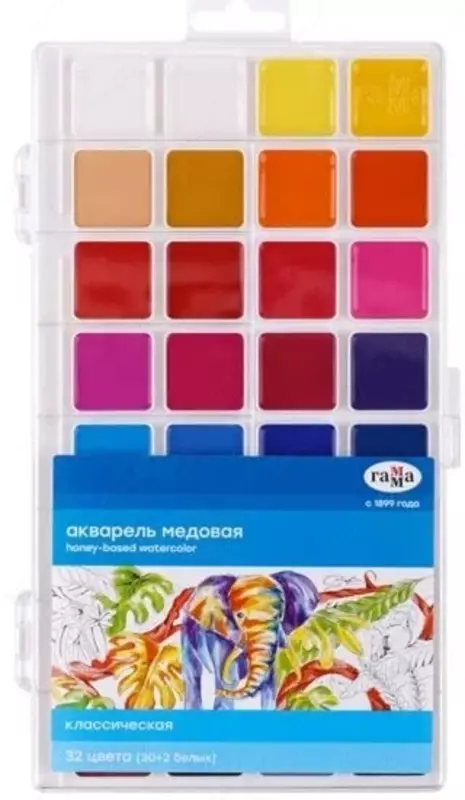 Акварель Гамма Классическая  медовая  без кисточки  32 цв. (Арт. - 1009199)