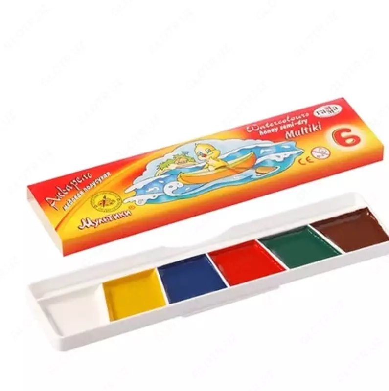 Акварель Гамма Мультики  медовая  без кисточки  6 цв. (Арт. - 211046)