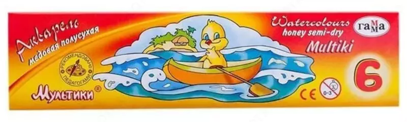  Акварель Гамма Мультики  медовая  без кисточки  6 цв. (Арт. - 211046) - 