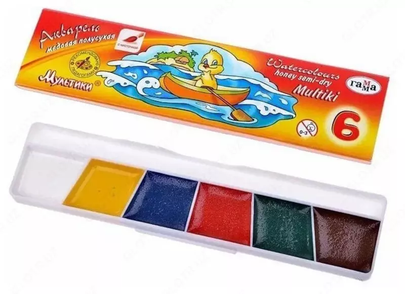   Акварель Гамма Мультики  медовая  без кисточки  6 цв. (Арт. - 211046)