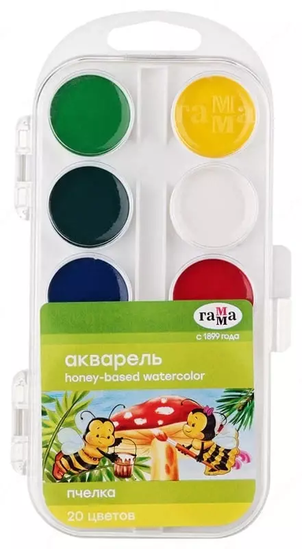 Акварель Гамма Пчелка  медовая  без кисточки  20 цв. (Арт. - 212033) NEW