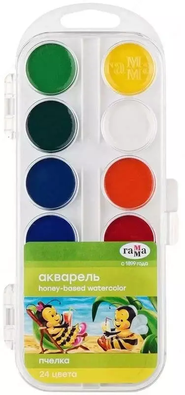 Akvarel Gamma Asalari  asal  chotkasiz  24 rang. (m. - 212035) YANGI