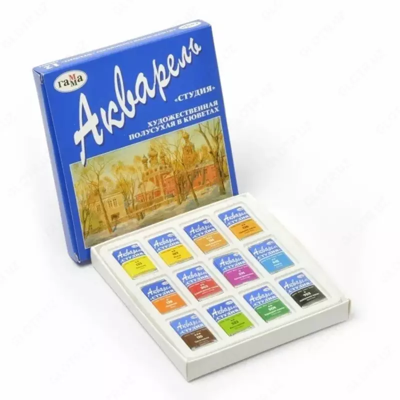 Художественная Акварель Гамма Студия  в кюветах  12 цв. (Арт. - 215002)