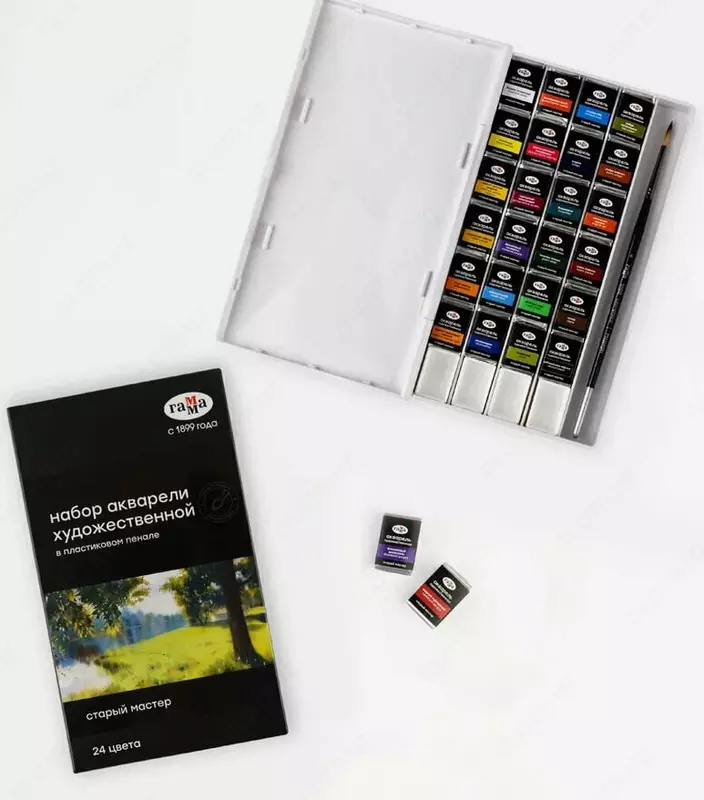   Badiiy akvarel Gamma eski usta  kyuvetlarda 2 6 ml  24 rang. (m. - 200622_0224)