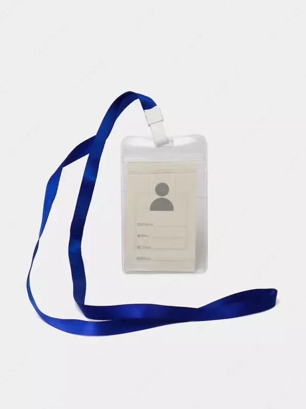 Бейдж вертикальный на ленте с прищепкой Deli 54 х 86 мм (Арт. - 64812) Прозрачный