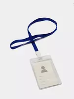  Бейдж вертикальный на ленте с прищепкой Deli 54 х 86 мм (Арт. - 64812) Прозрачный - 