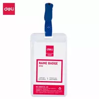 Бейдж вертикальный с прищепкой Deli 54 х 90 мм (Арт. - 5753) Прозрачный