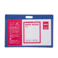  Бейдж горизонтальный с прищепкой Deli 54 х 90 мм (Арт. - 5742) Синий - 