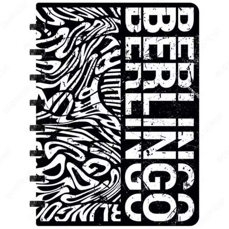 Berlingo Monoxrom biznes noutbuki A5+  80 l  halqalarda (Art. - RNt_02S01) Qora/Oq