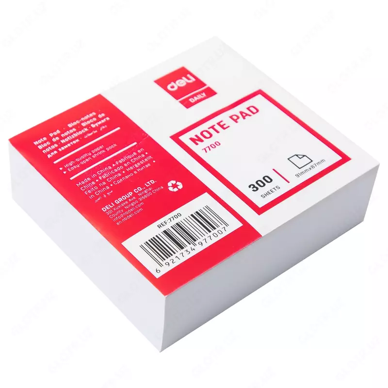   Deli yozuvlari uchun qogoz bloki 91 x 87 mm  300 l. (m. - 7700) Oq