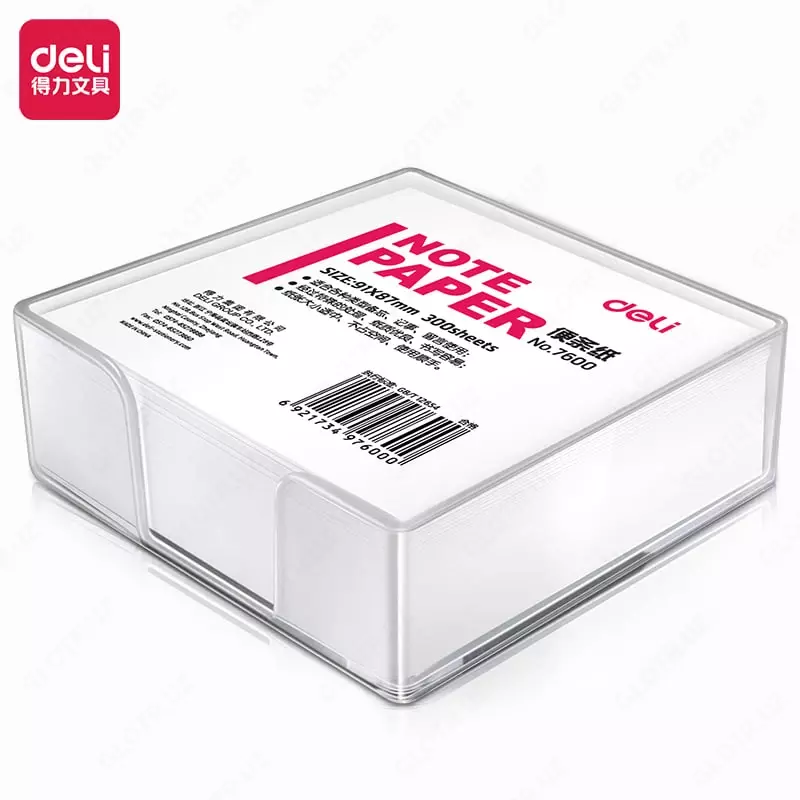 Deli qutidagi yozuvlar uchun qogoz bloki 91 x 87 mm  300 l. (Art. - 7600) Oq