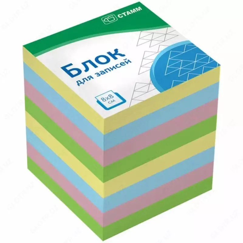 Цветной бумажный блок для записей Стамм Имидж 8 х 8 х 8 см  900 л. (Арт. - БЗ-888400-БЗ18) Клеевой