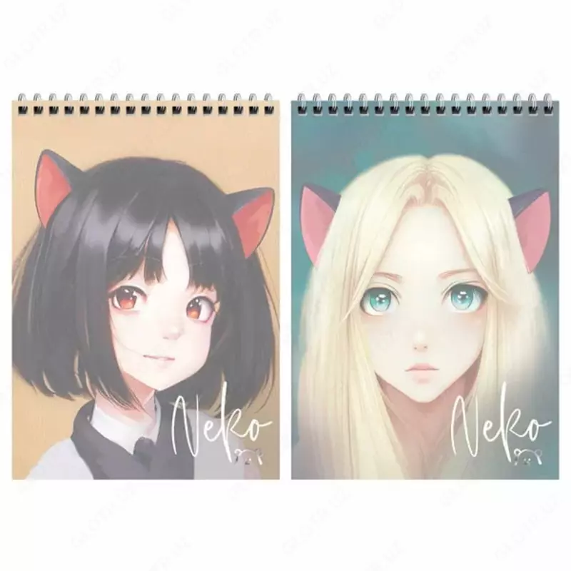 Блокнот с пластиковой обложкой и пружинным гребнем MESHU Neko  А5  60 л (Арт. - MS_55023) Клетка