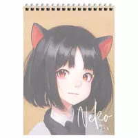  Блокнот с пластиковой обложкой и пружинным гребнем MESHU Neko  А5  60 л (Арт. - MS_55023) Клетка - 