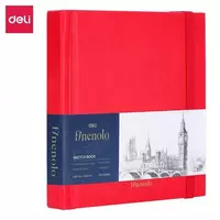 Скетчбук - блокнот для рисования Deli Finenolo  12 х 12 см  40 л  160 г/м2 (Арт. - 287-EC) Красный