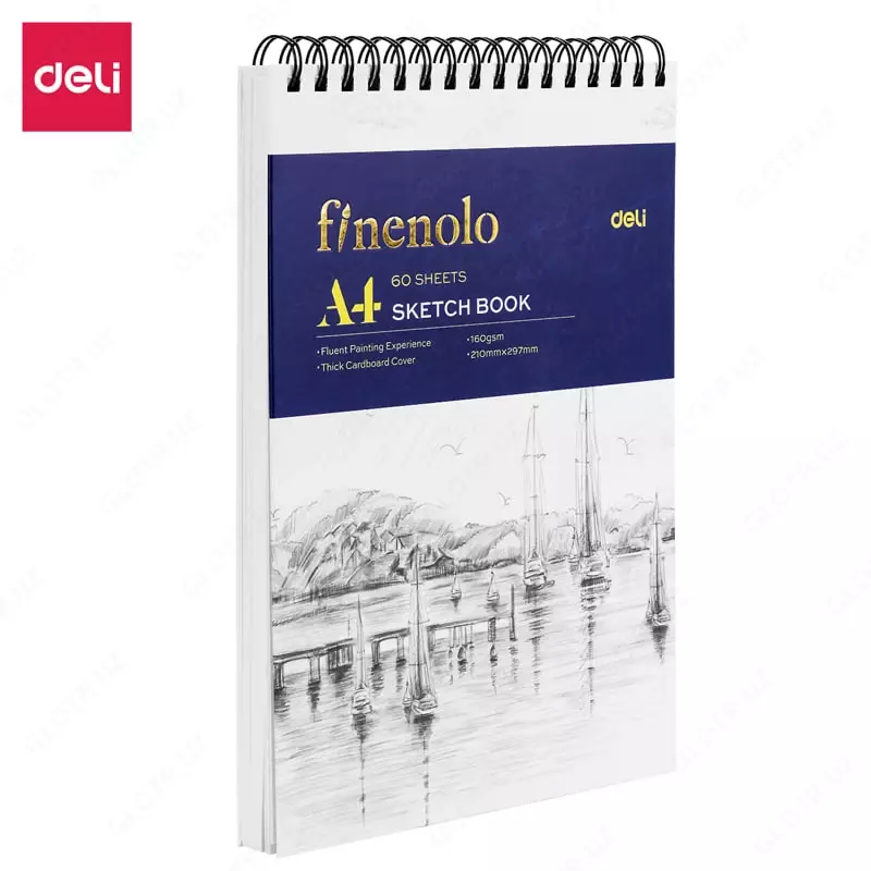 Скетчбук - блокнот для рисования на евроспирали Deli Finenolo  А4  60 л  160 г/м2 (Арт. - 276-EC) Ассорти