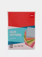 Rangli qogoz Deli A4  100 l  80 g/m2 (Art. - 7758-rd) Toq/Qizil