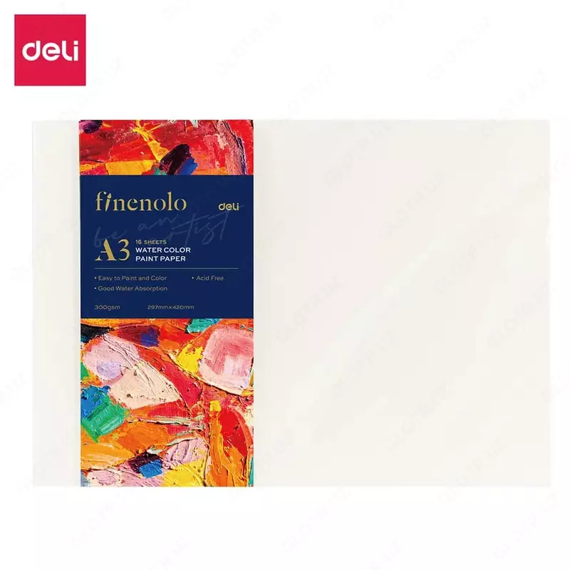 Бумага для акварели Deli Finenolo  А3 16 л  300 г/м2 (Арт. - 270-A3-EC) Белая