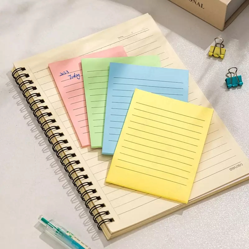  Стикеры в линию с клеевым краем Deli 76 х 76 мм  25 л х 4 цв. (Арт. - 045-EA) Ассортимент - 