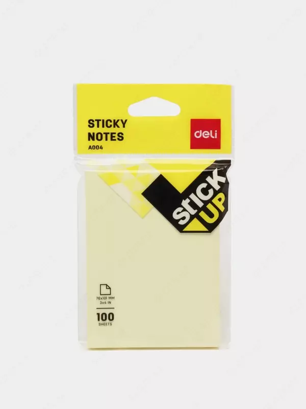 Стикеры с клеевым краем Deli 101 х 76 мм  100 л. (Арт. - 00452-EA) Желтые