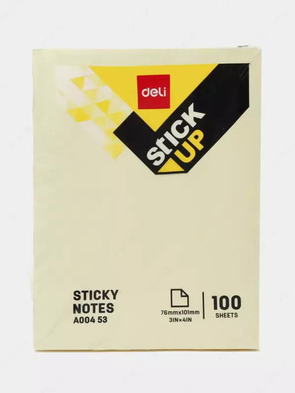 Стикеры с клеевым краем Deli 101 х 76 мм  100 л. (Арт. - 00453-EA) Светло/Желтые