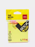 Стикеры с клеевым краем Deli 76 х 76 мм  25 л х 4 цв. (Арт. - 02602-EA) Неоновое ассорти