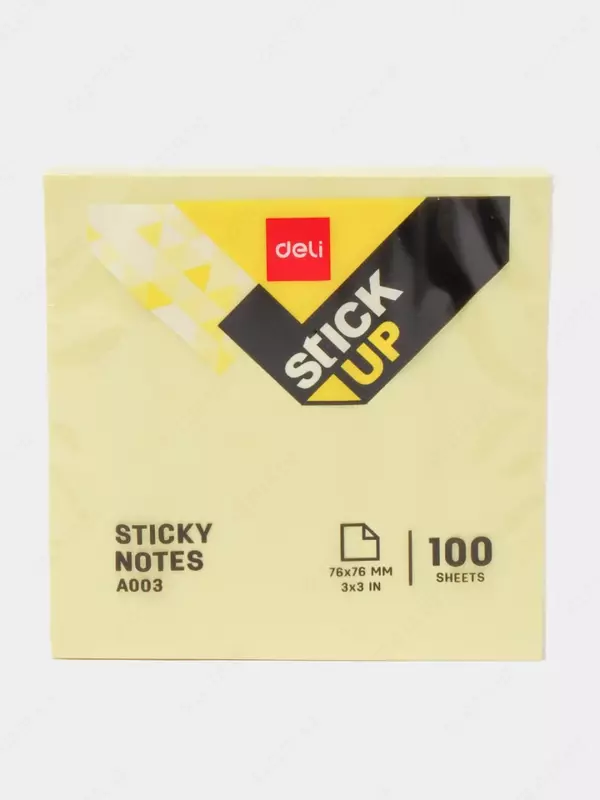 Yopishqoq qirrali stikerlar Deli 76 x 76 mm  100 l. (Art. - 00353-EA) Ochiq/sariq